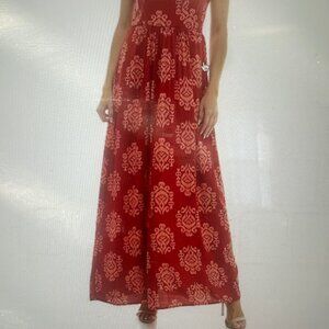 Juniors' As U Wish Brick Coral Square Neck Maxi‎ Dress